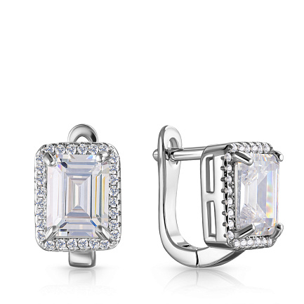 Серьги из серебра с фианитом