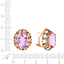 Серьги из красного золота с аметистами, сапфирами