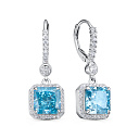 Серьги с английским замком из серебра с фианитами