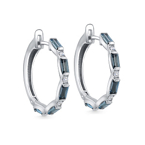 Серьги с английским замком из белого золота с бриллиантами