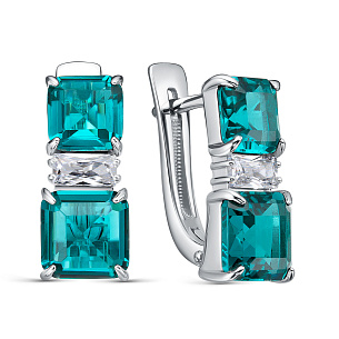 Серьги с английским замком из серебра с фианитом