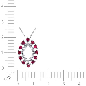 Подвеска из белого золота с бриллиантами, рубинами