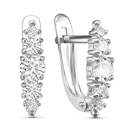 Серьги с английским замком из серебра с фианитами