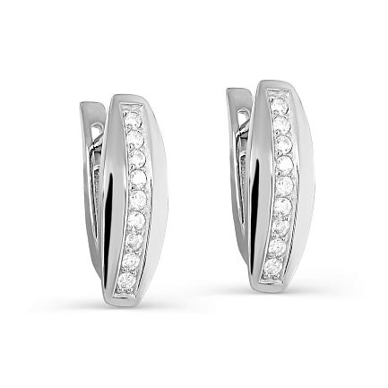 Серьги с английским замком из серебра с фианитами