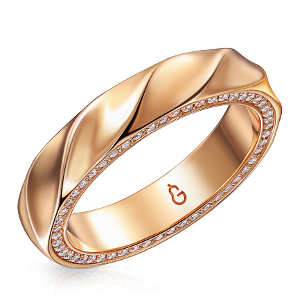 Кольцо обручальное из золота с бриллиантами