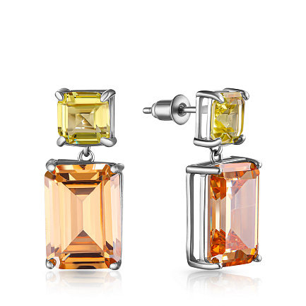 Серьги из серебра с фианитом