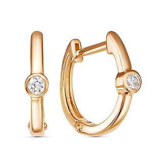 Серьги из красного золота с фианитом