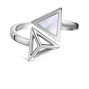 Кольцо из белого золота с перламутром, бриллиантами