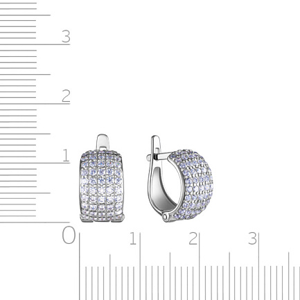 Серьги с английским замком из серебра с фианитом