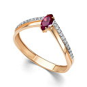 Кольцо из красного золота с бриллиантами, рубином