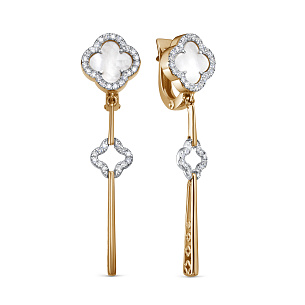 Серьги с английским замком из красного золота с перламутром