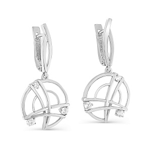 Серьги с английским замком из серебра с фианитами