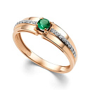 Кольцо из красного золота с бриллиантами, изумрудом