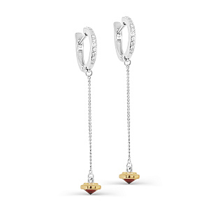 Серьги с английским замком из серебра с фианитом