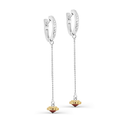 Серьги с английским замком из серебра с фианитами