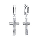 Серьги с английским замком из серебра с фианитами