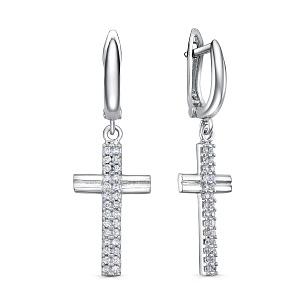 Серьги с английским замком из серебра с фианитом