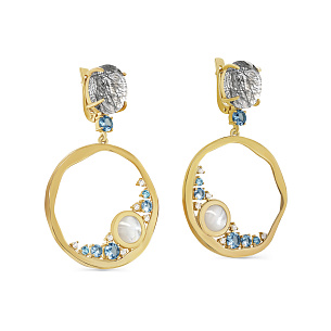 Серьги с английским замком из серебра с кварцем