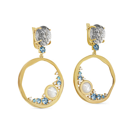 Серьги с английским замком из серебра с кварцем