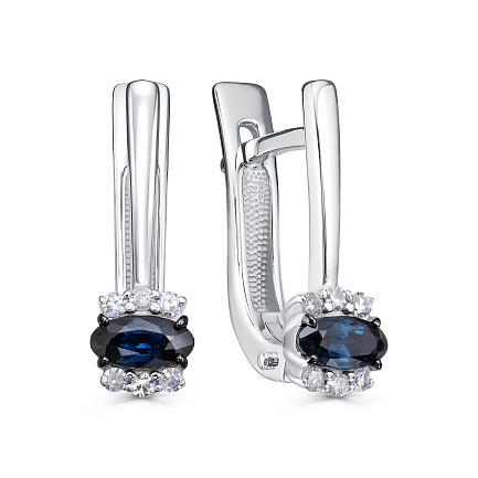 Серьги с английским замком из белого золота с бриллиантами