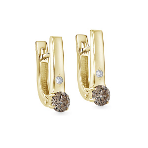 Серьги с английским замком из желтого золота с бриллиантами