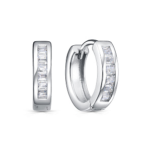 Серьги с английским замком из серебра с фианитами