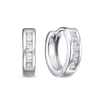 Серьги с английским замком из серебра с фианитами