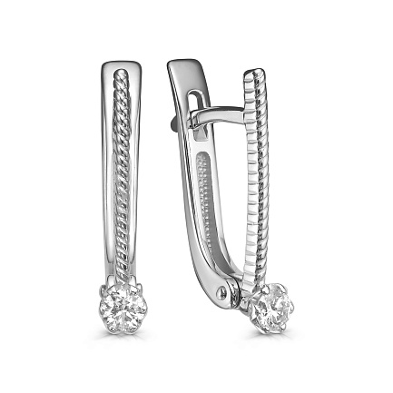 Серьги с английским замком из белого золота с бриллиантами