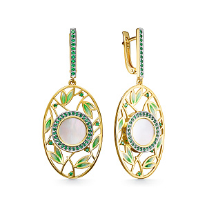 Серьги с английским замком из серебра с перламутром