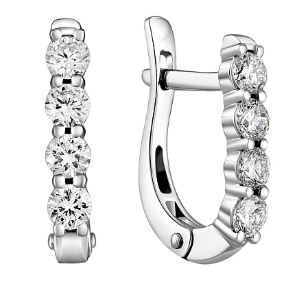 Серьги с английским замком из белого золота с бриллиантами