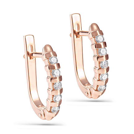 Серьги с английским замком из красного золота с бриллиантами