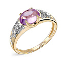 Кольцо из желтого золота с бриллиантами, аметистом