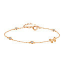 Браслет декоративный из красного золота с фианитом, плетение якорное