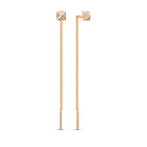 Серьги из красного золота с фианитами