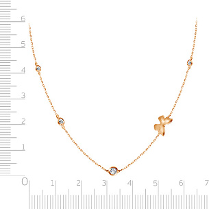 Колье из красного золота с фианитами Бабочка