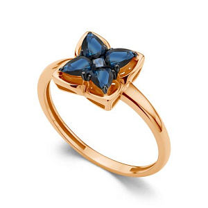 Кольцо из красного золота с сапфирами