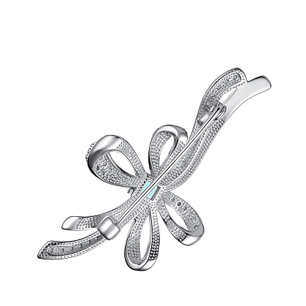 Брошь из серебра с топазом, фианитами