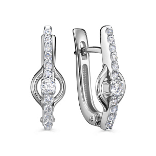 Серьги с английским замком из белого золота с бриллиантом