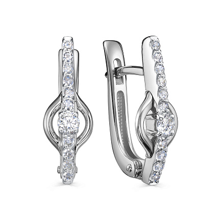 Серьги с английским замком из белого золота с бриллиантами