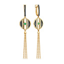 Серьги с английским замком из серебра с изумрудами