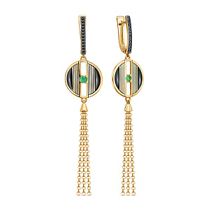 Серьги с английским замком из серебра с изумрудом