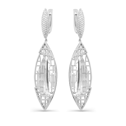 Серьги с английским замком из белого золота с бриллиантами