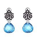 Серьги из белого золота с бриллиантами, сапфирами