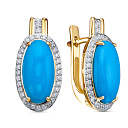 Серьги из желтого золота с бриллиантами, бирюзой