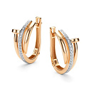 Серьги с английским замком из красного золота с бриллиантами