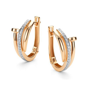 Серьги с английским замком из красного золота с бриллиантами