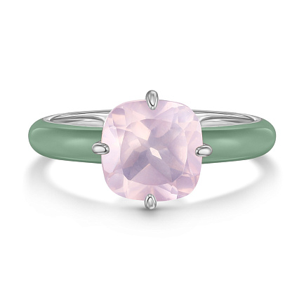 Кольцо из серебра с кварцем, эмалью