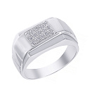 Печатка из белого золота с бриллиантами