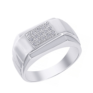 Печатка из белого золота с бриллиантом