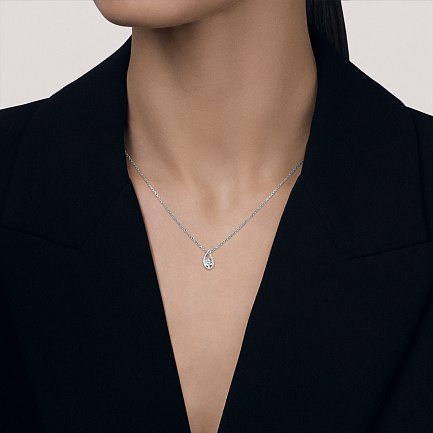 Колье из белого золота с бриллиантами, плетение якорное